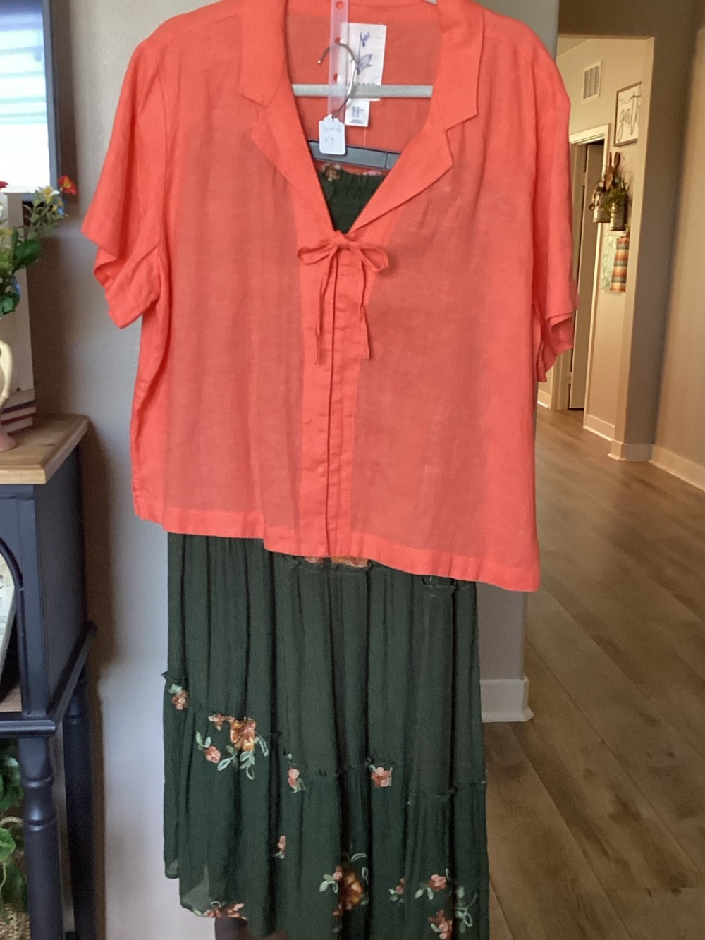Calypso St. Barth Coral Tie-Front Short Sleeve Top bundle maxi skirt